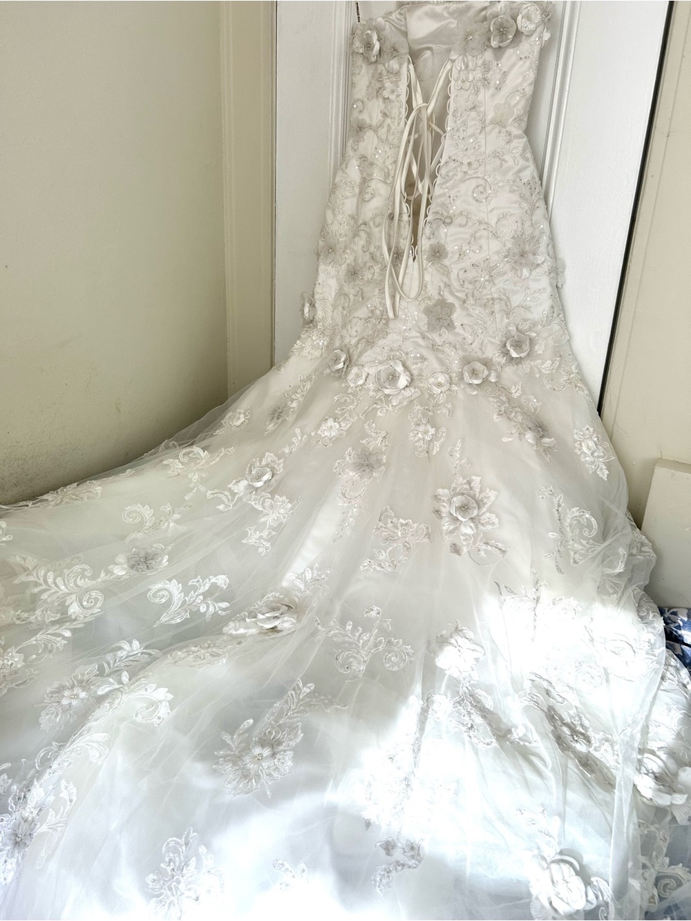 VTG NWOT Tag 10 Fits 2/4 Maggie Sottero Couture Bridal Gown 3D Floral Dress - Picture 10 of 17